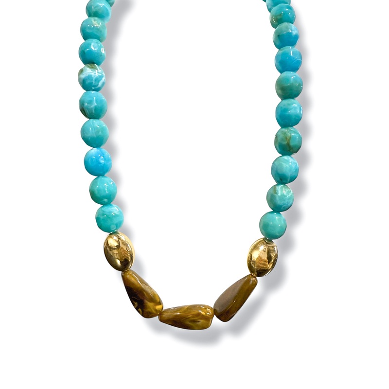 On The Trail Stone Necklace|Turquoise/Brown