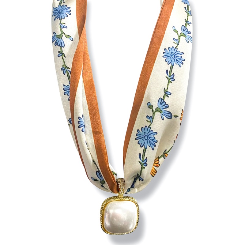 Virtue Hallie Burnt Orange Scarf Necklace