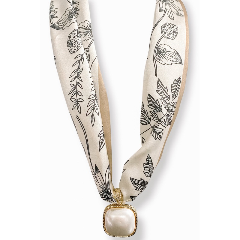 Virtue Tiana Taupe Foilage Scarf Necklace