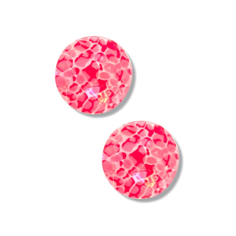 Virtue Wavy Acrylic Pink Disc Earrings