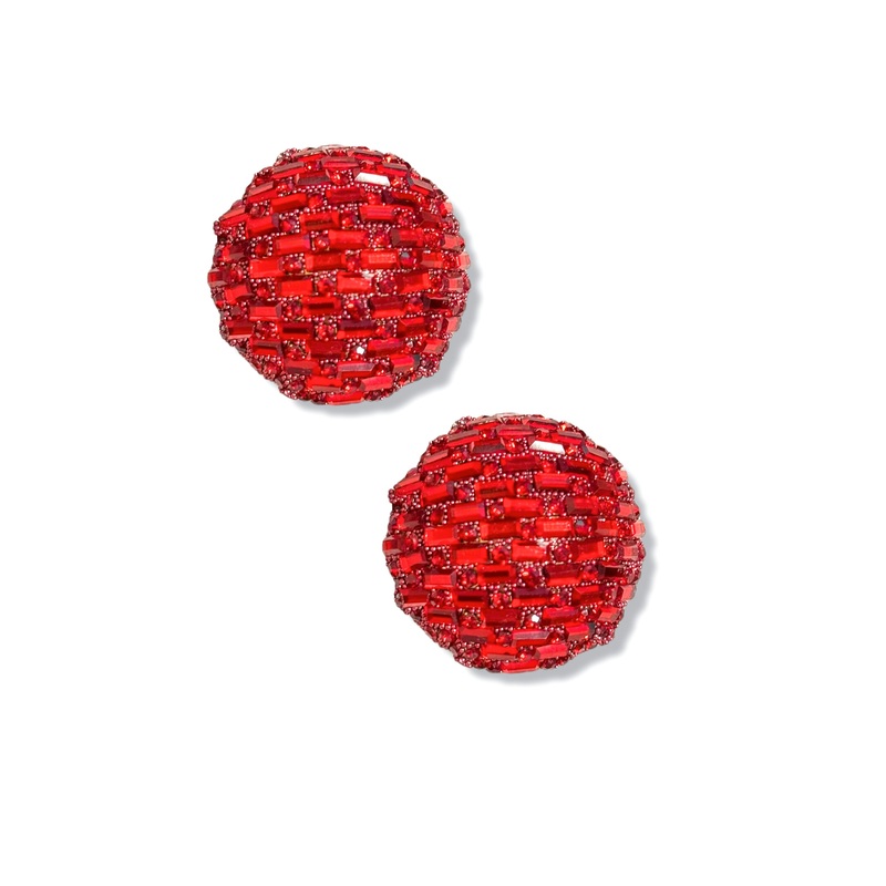 All Around Red Crystal Circle Earrings