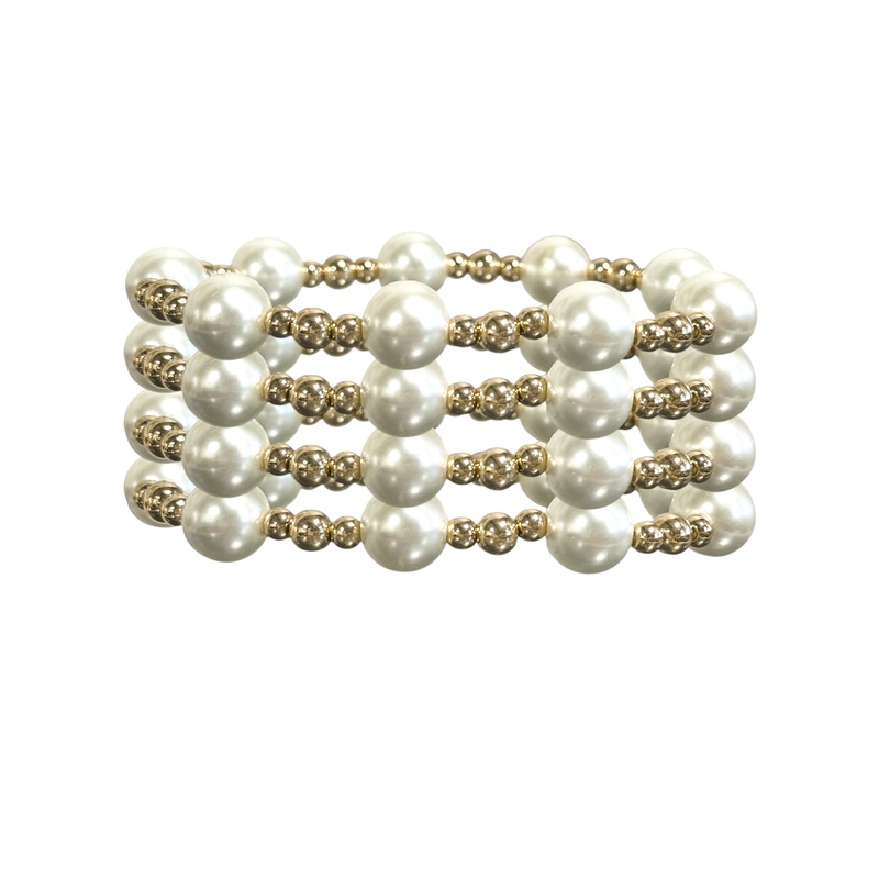 All I Need Gold and Cream Beaded Bracelet Set