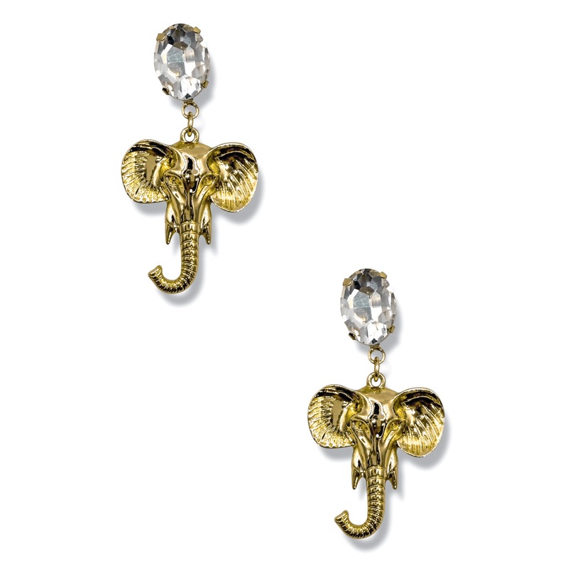 Elephant Stomp Earrings|Gold/Clear