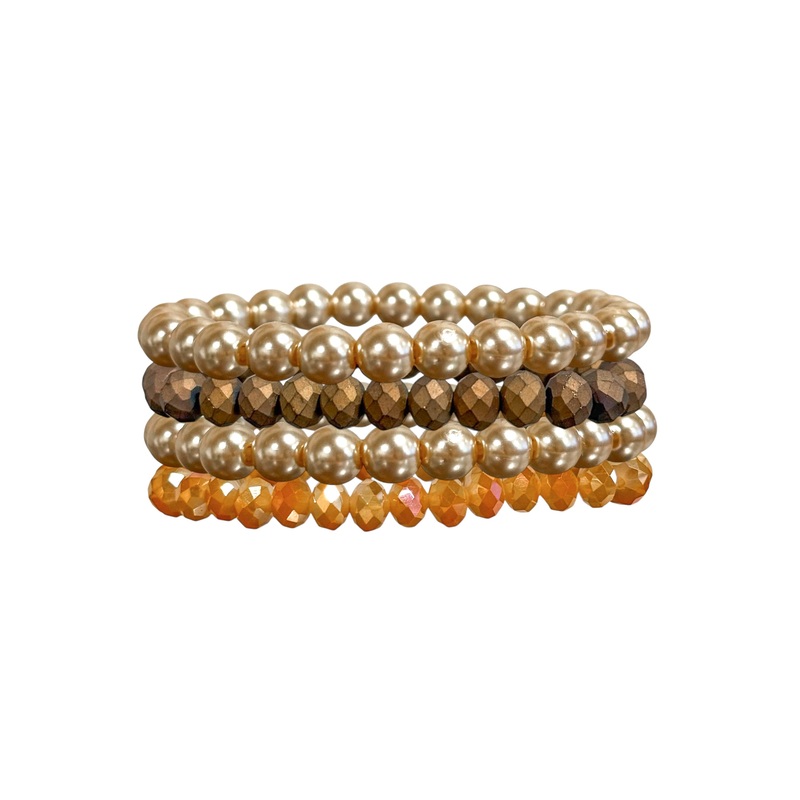 Golden Hour Brown Beaded Bracelet Set