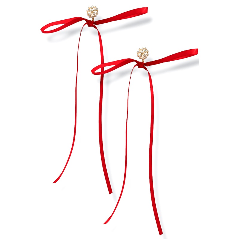 Grand Prize Bow Earrings|Red/Gold
