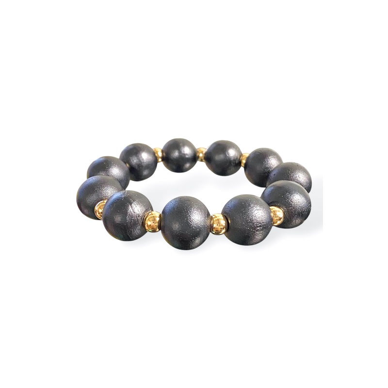 Hard To Leave You Black Wood Stretch Bracelet