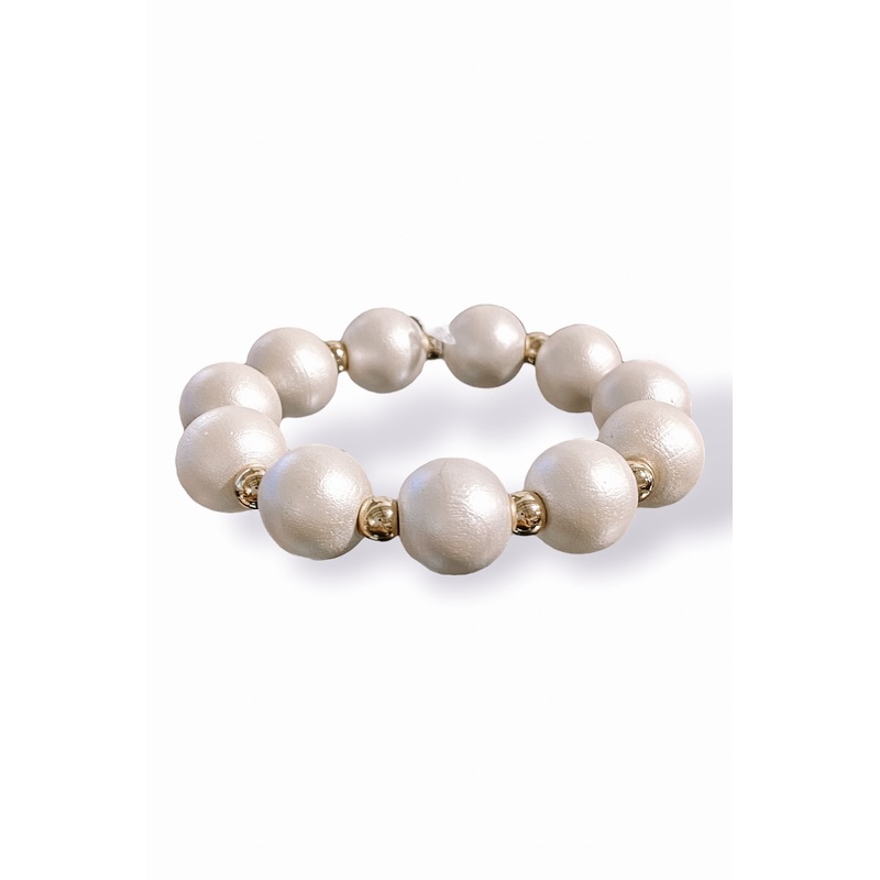 Hard To Leave You Cream Wood Stretch Bracelet