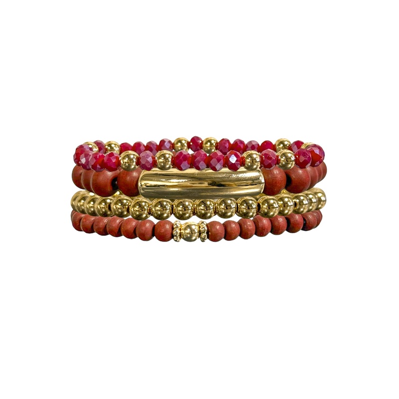 On The Run Wine Beaded Bracelet Set