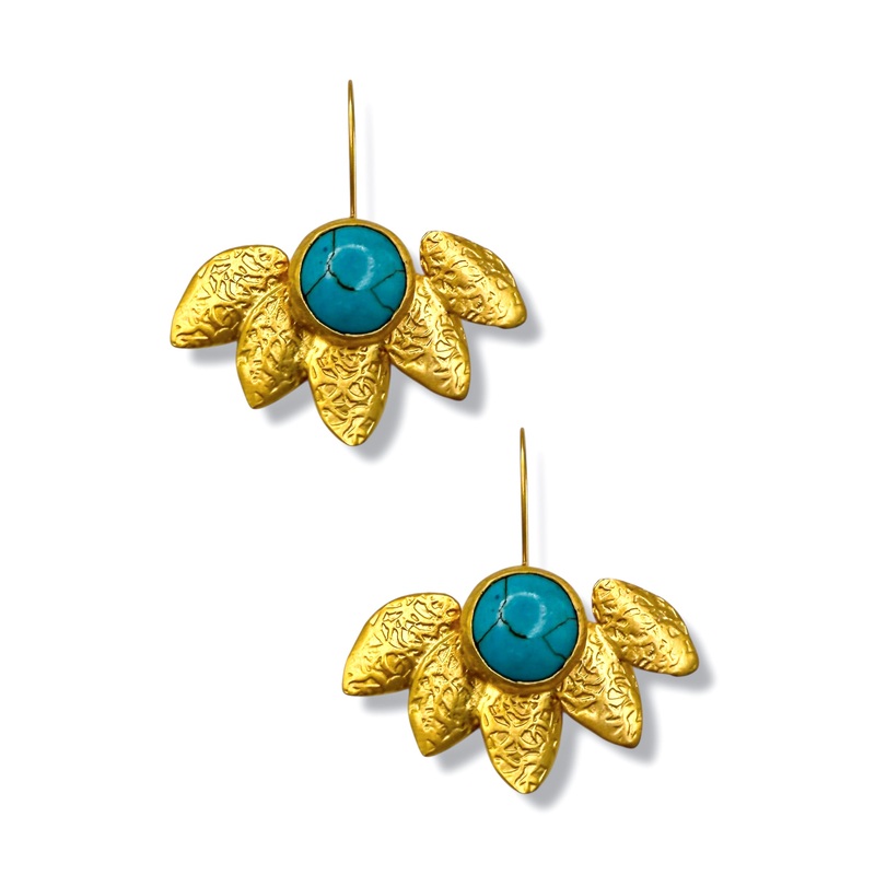 Virtue Hayden Half Flower Turquoise Earring