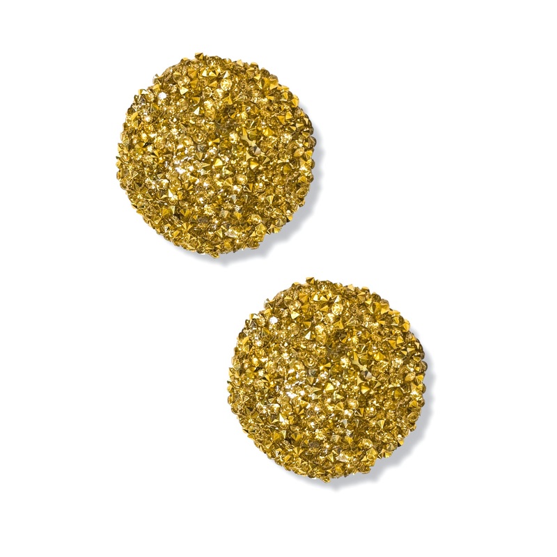 Comes Around Gold Glitter Circle Earrings