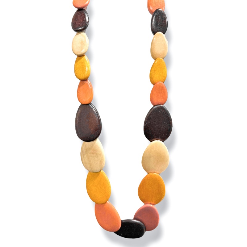Down to Earth Multicolor Wooden Teardrop Necklace