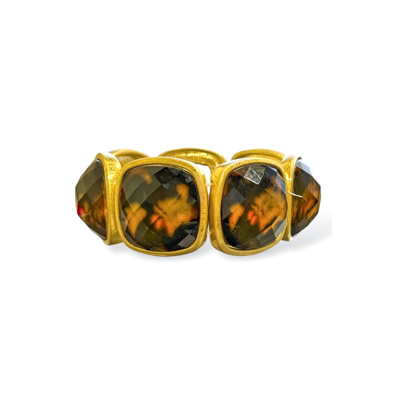 Ella Tortoise Epoxy Square Statement Stretch Bracelet