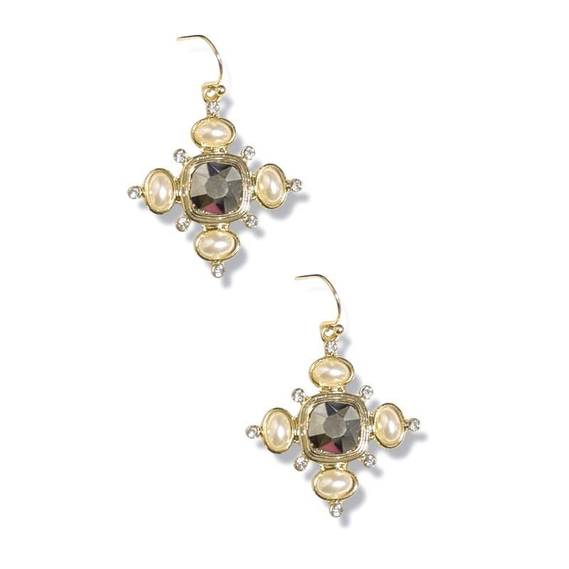 Julia Hematite Hematite and Pearl Earrings