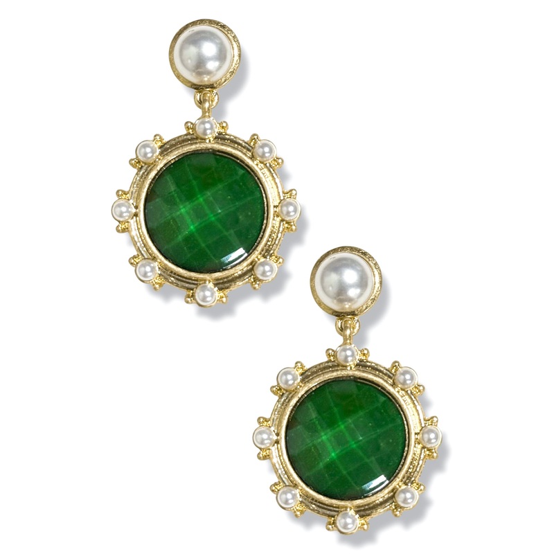 Part of Me Dark Green Stone Drop Earrings
