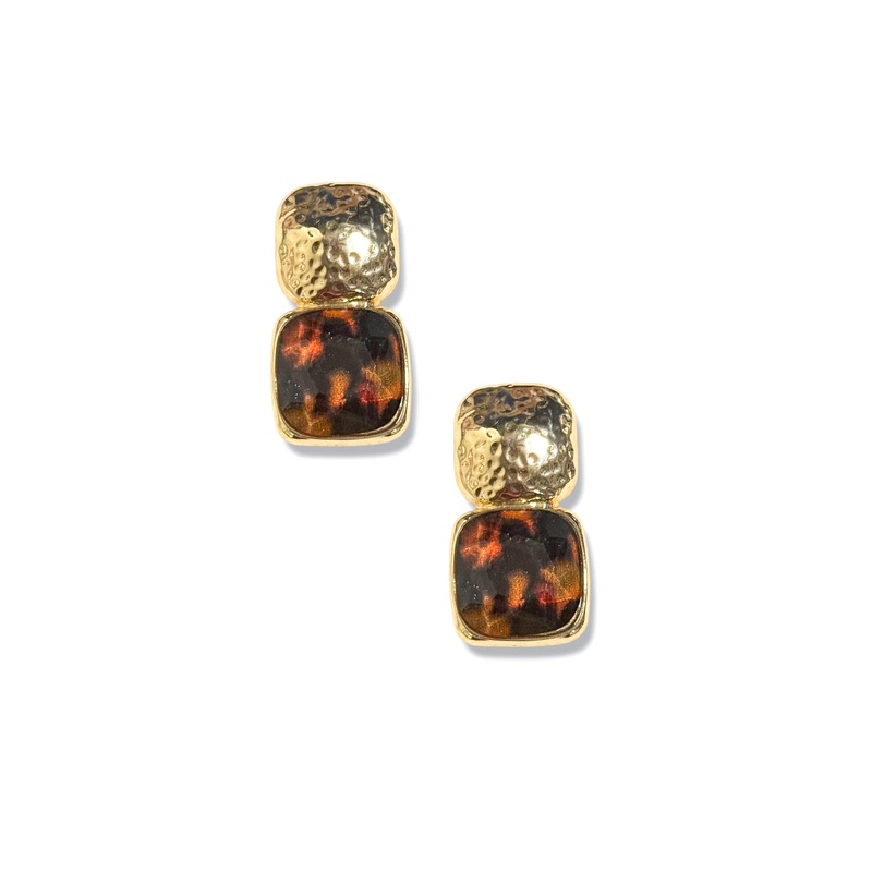 Trina Midi Tortoise and Gold Earrings