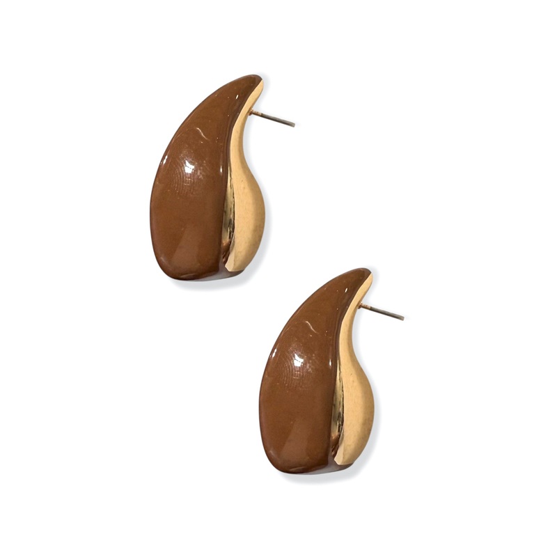 Hunter Teardrop Earrings|Brown/Gold