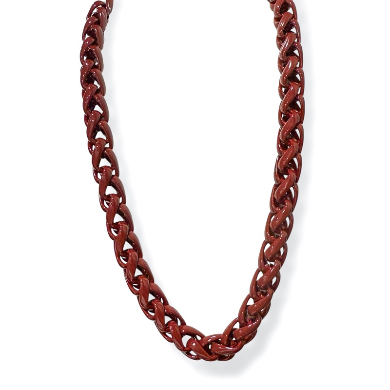 Leave Me Now Burgundy Color Coated Chain Necklace