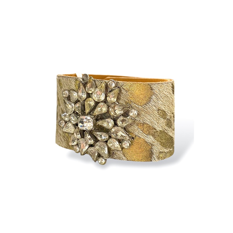 Made in the Deep South 1920s Brooch Leather Cuff Bracelet