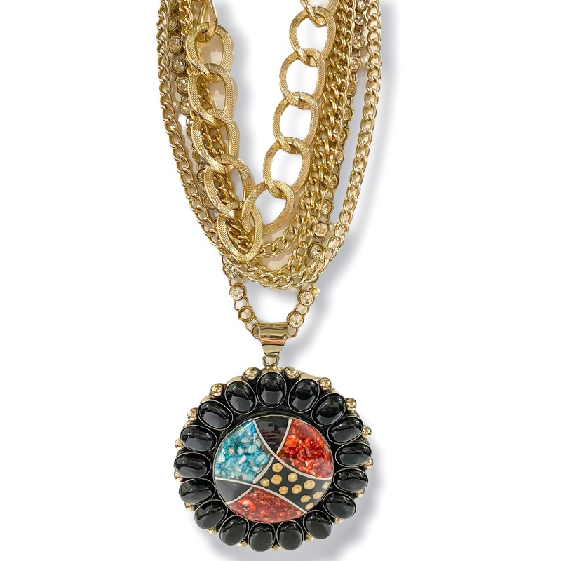 Made in the Deep South 1960s Shells Black Onyx 1970s Necklace