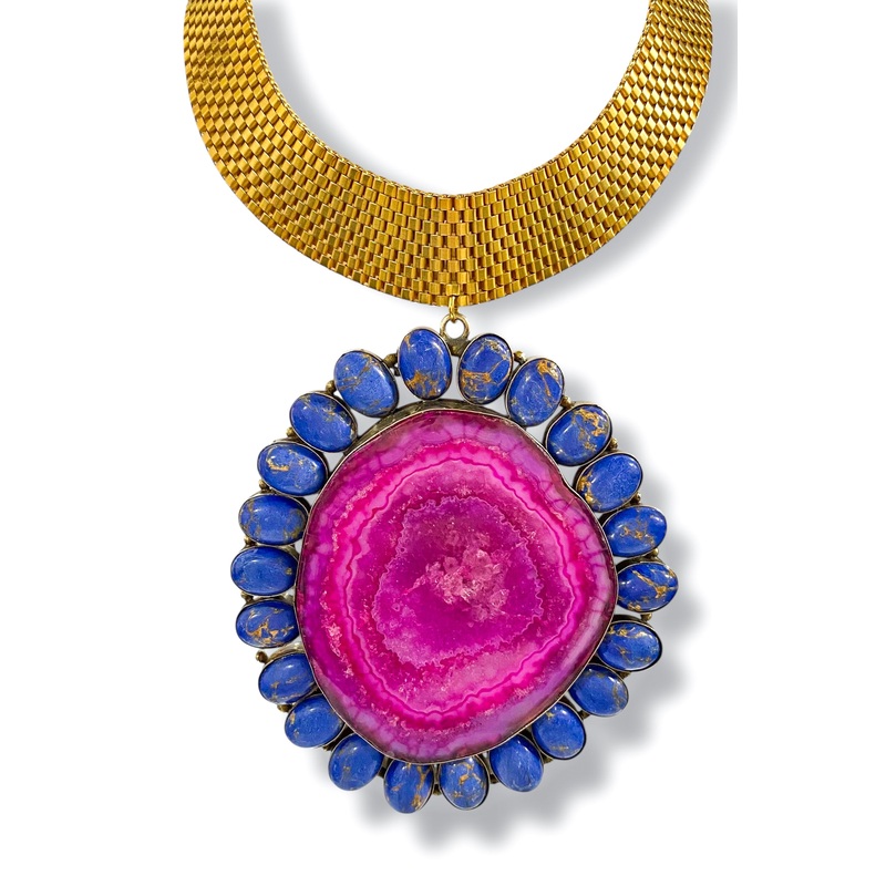 Made in the Deep South 1970s Agate Pendant 1970s Choker Necklace
