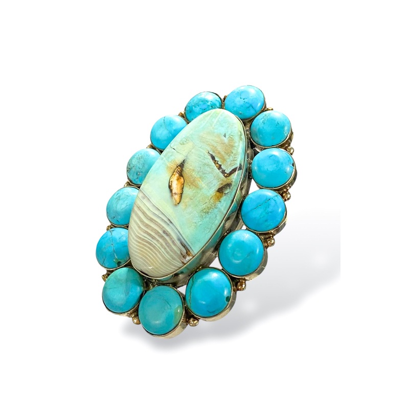 Made in the Deep South 1970s Turquoise Adjustable Ring