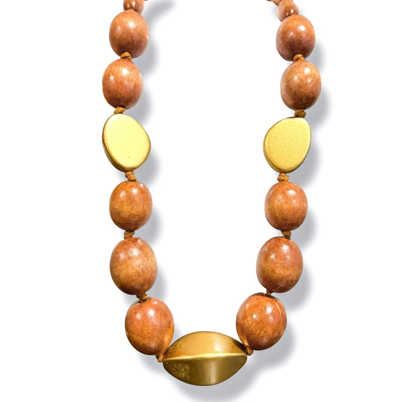 Back to The Beginning Wood Bead Statement Necklace