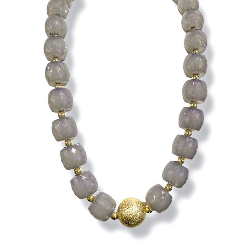 Eyes On You Gray Dia Cut Acrylic Necklace