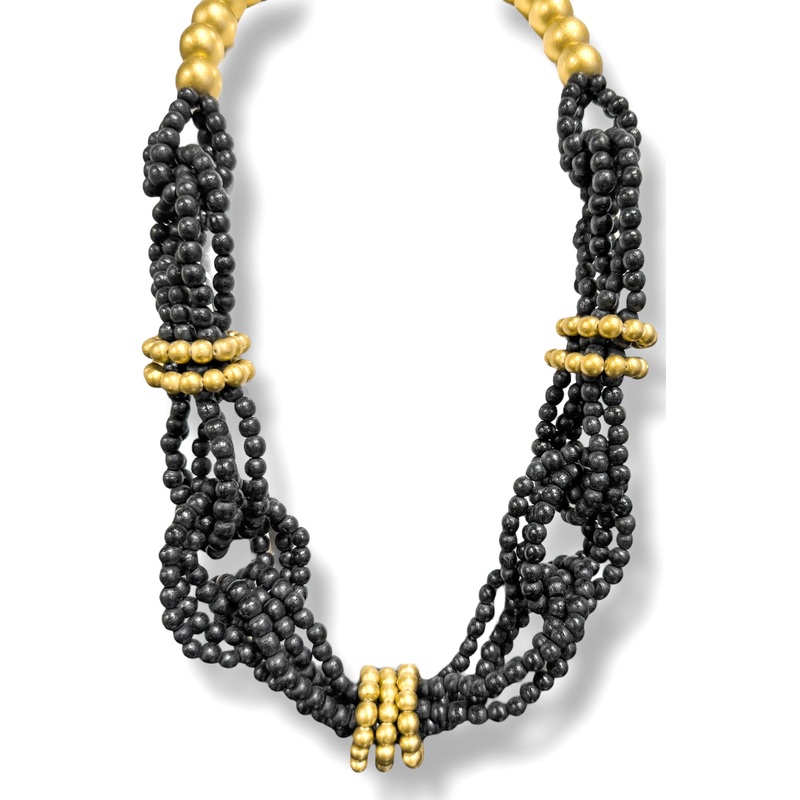 Feeling Bold Twisted Wood Bead Statement Necklace