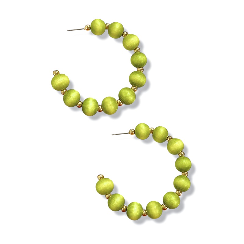 Having A Ball Wood Ball Bead Hoop Earrings