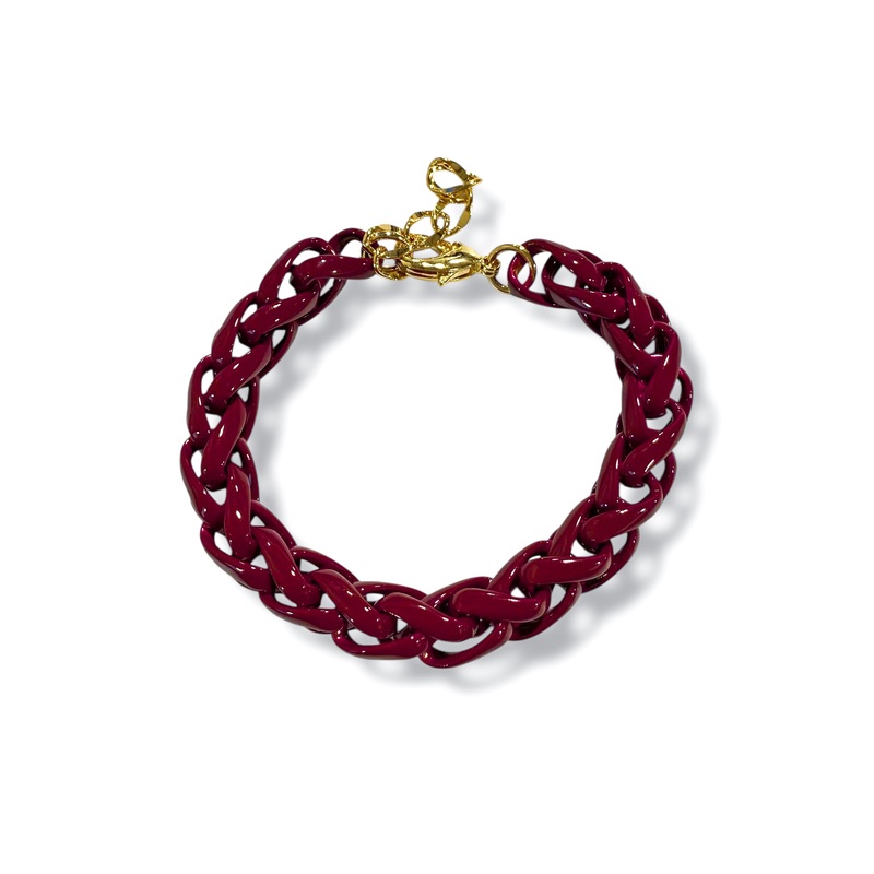 Leave Me Now Burgundy Color Coated Chain Bracelet