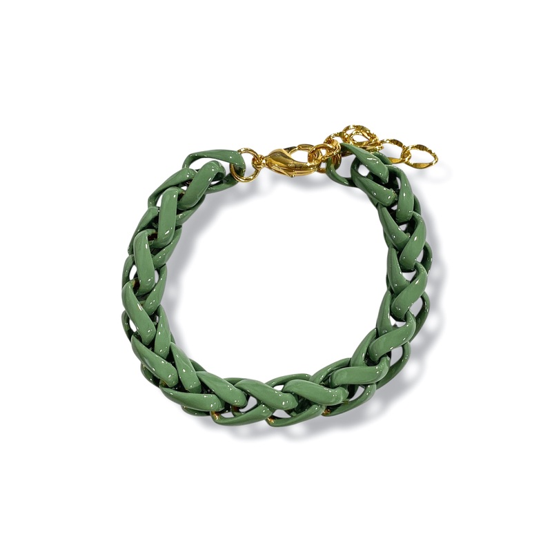 Leave Me Now Olive Color Coated Chain Bracelet