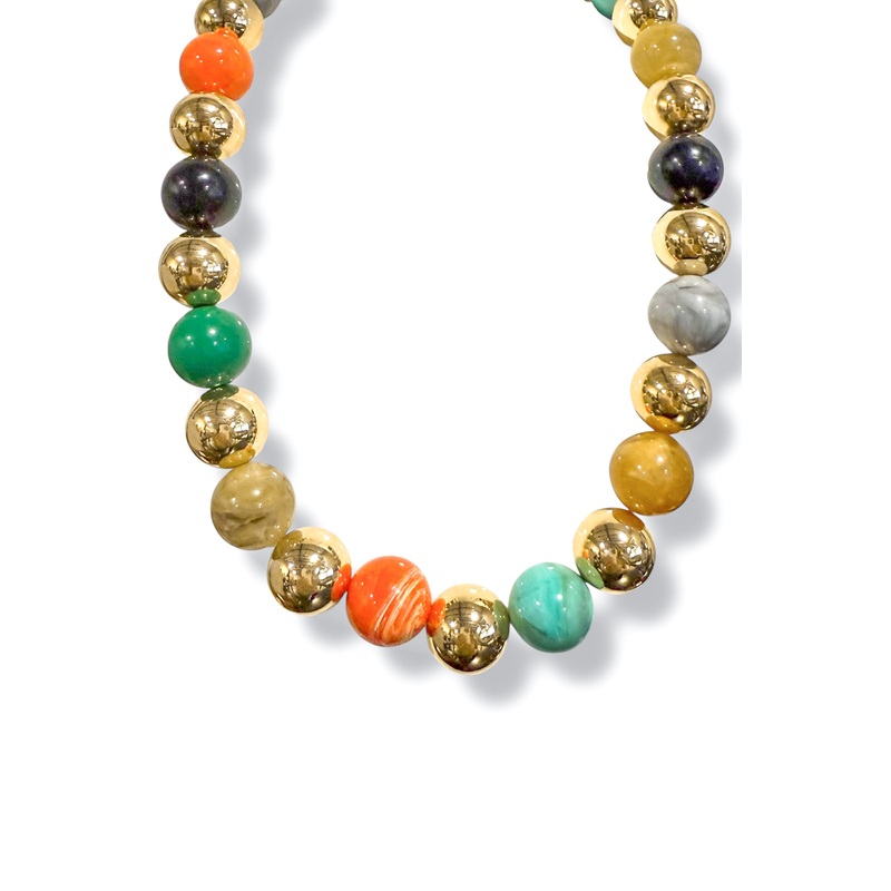 Overall There Mixed Metal Ball Necklace