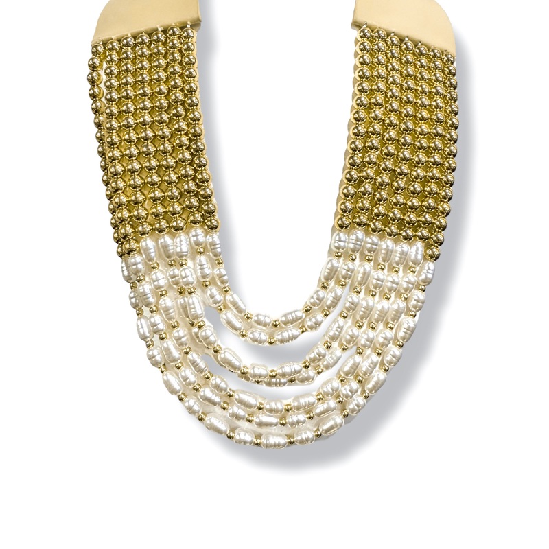So Long Pearl & Metal Ball Layered Necklace