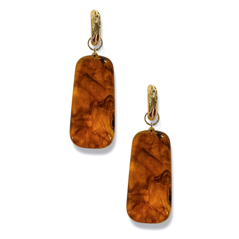 Taylor Brown Rectangle Dangling Hoop Earrings