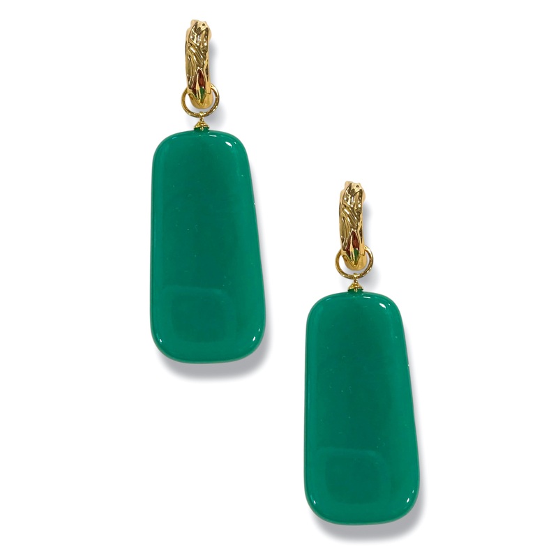 Taylor Teal Green Rectangle Dangling Hoop Earrings