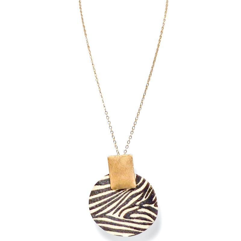 Wild Ones Cowhide Disc Necklace