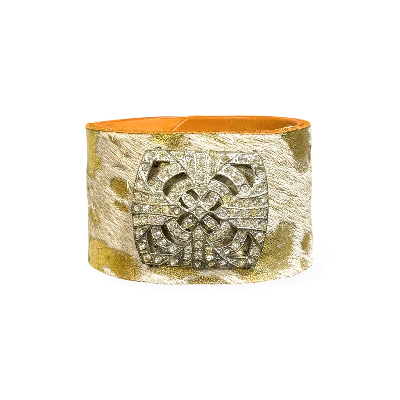 Made in the Deep South 1920s Sash Buckle Leather Cuff Bracelet