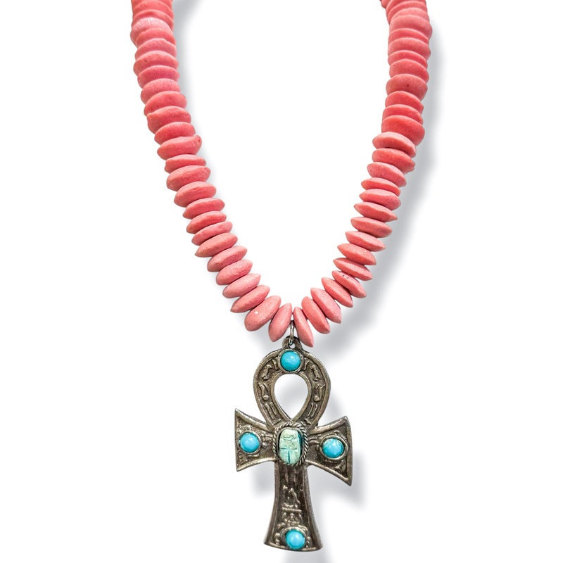 Made in the Deep South 1960s Cross 1960s Glass Bead Necklace