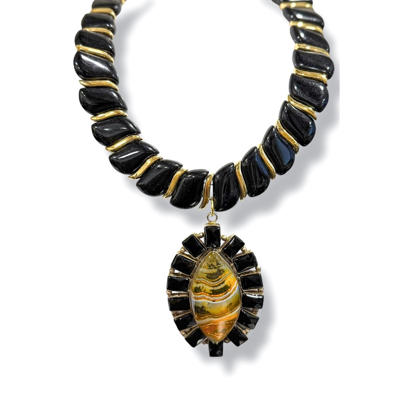 Made in the Deep South 1970s Agate & Obsidian 1950s Necklace