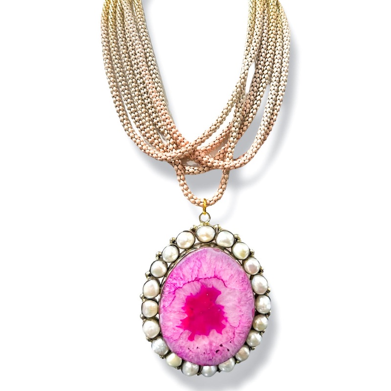 Made in the Deep South 1970s Agate & Pearl 1960s Necklace