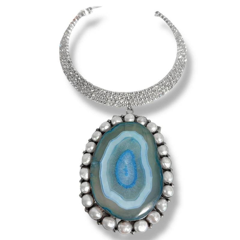 Made in the Deep South Agate Pendant 1970s New Old Stock Necklace