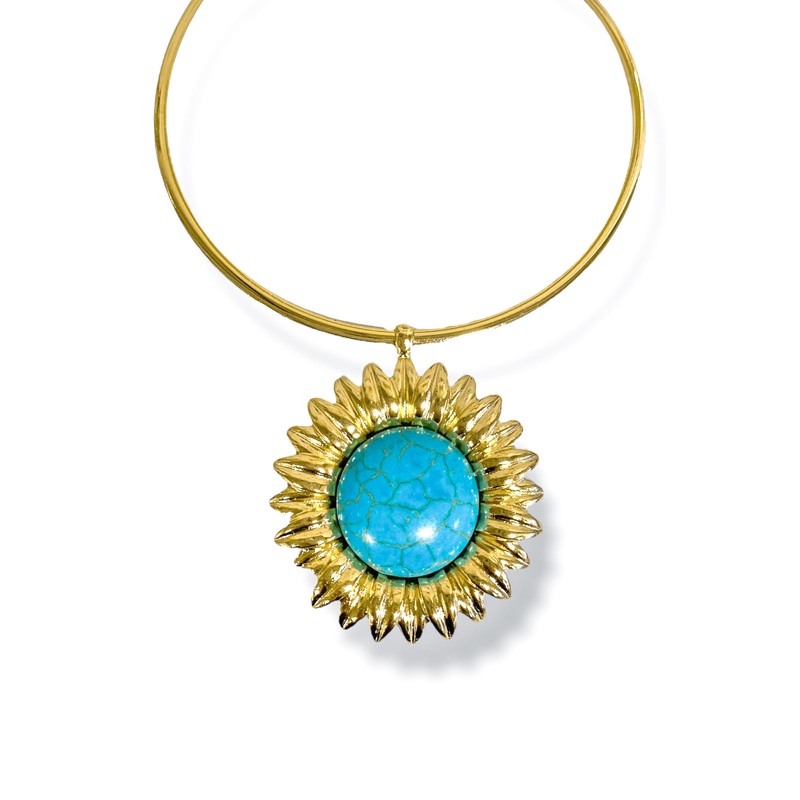 Till The End Turquoise Flower Pendant Necklace