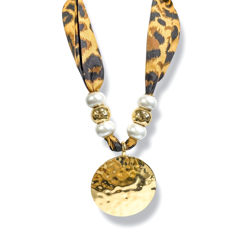 Wild About You Disk Pendant Scarf Necklace