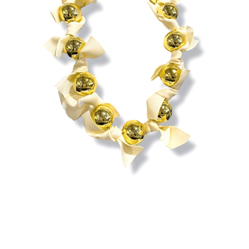Better Days Ivory Bead and Ribbon Necklace