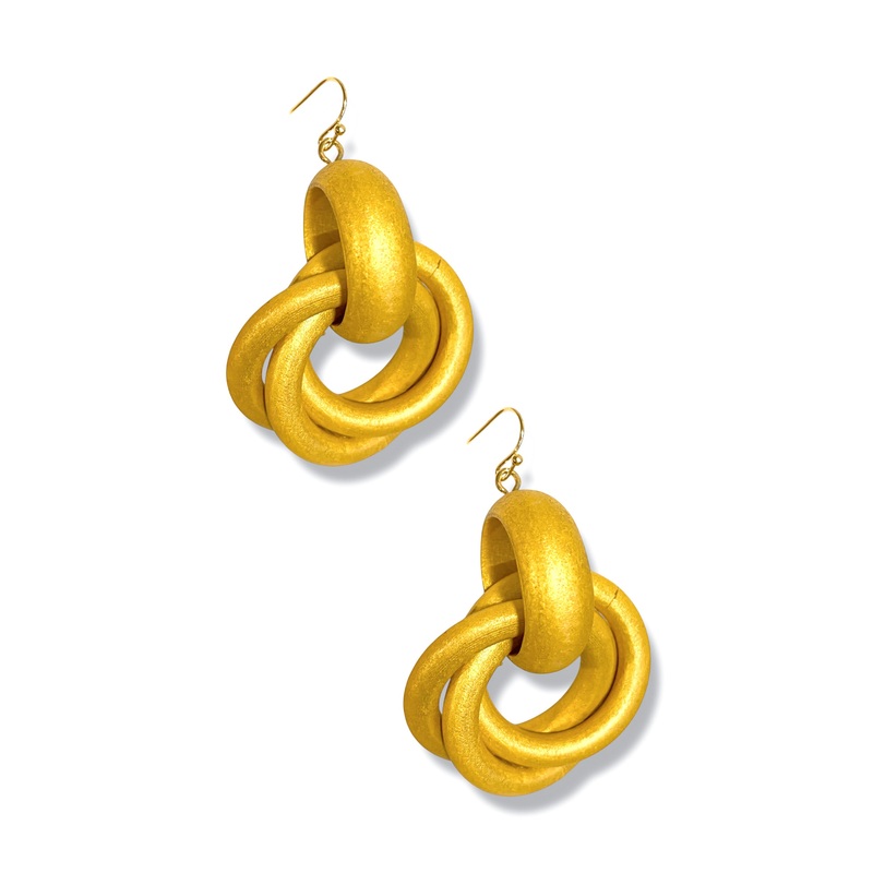 Just In Time Gold Wood Door Knocker Earrings