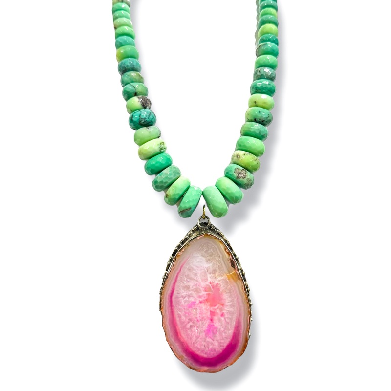 Made in the Deep South 1970s Agate 1960s Chrysoprase Necklace
