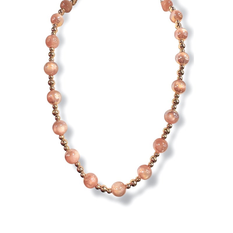 Behind The Scene Blush and Gold Bead Necklace