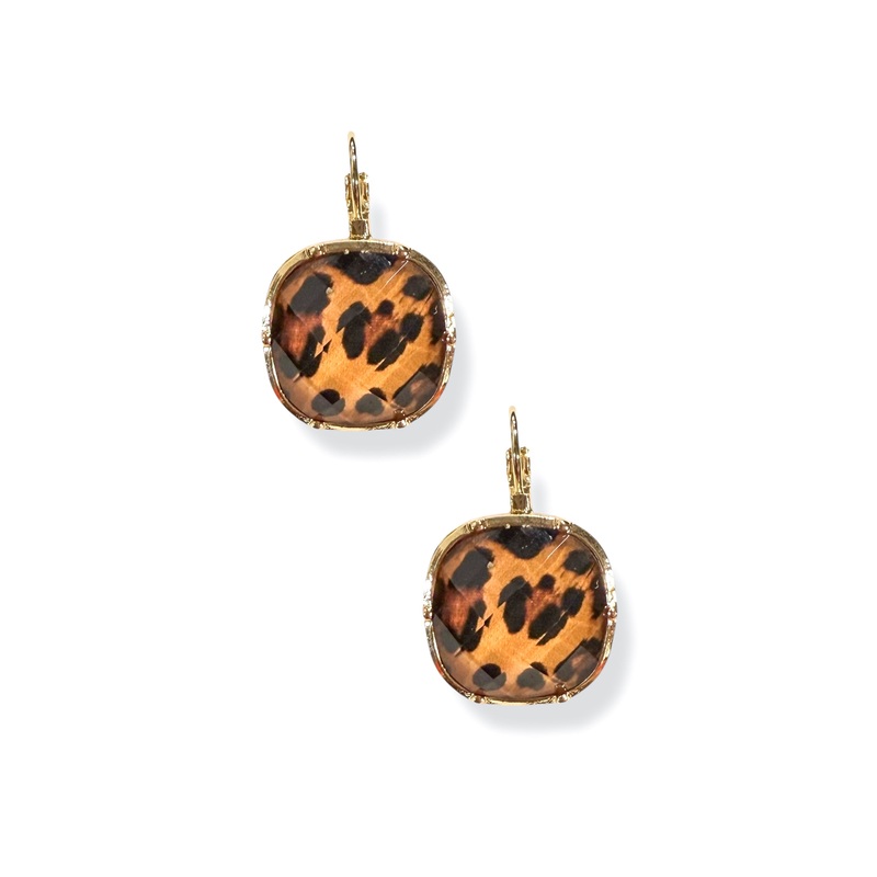 Ella Leopard Stone Earrings|Leopard/Gold