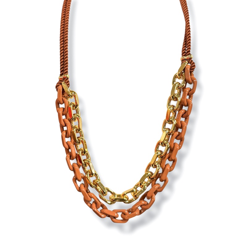 Part Of Me Brown Layered Chain & Cord Necklace