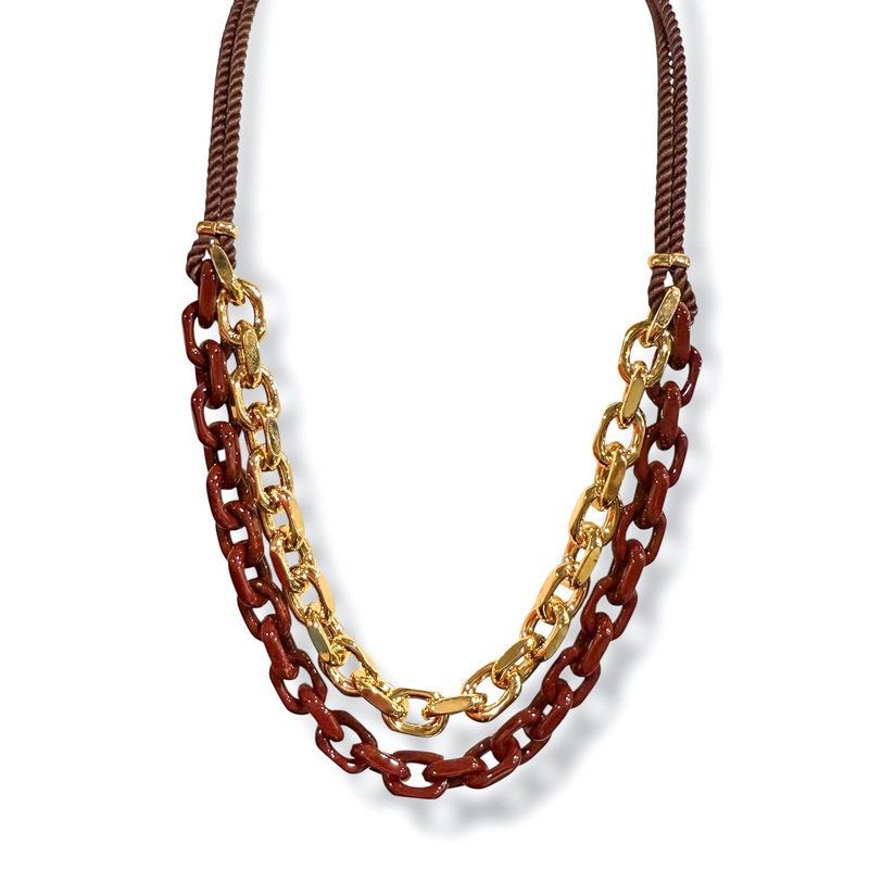 Part Of Me Burgundy Layered Chain & Cord Necklace